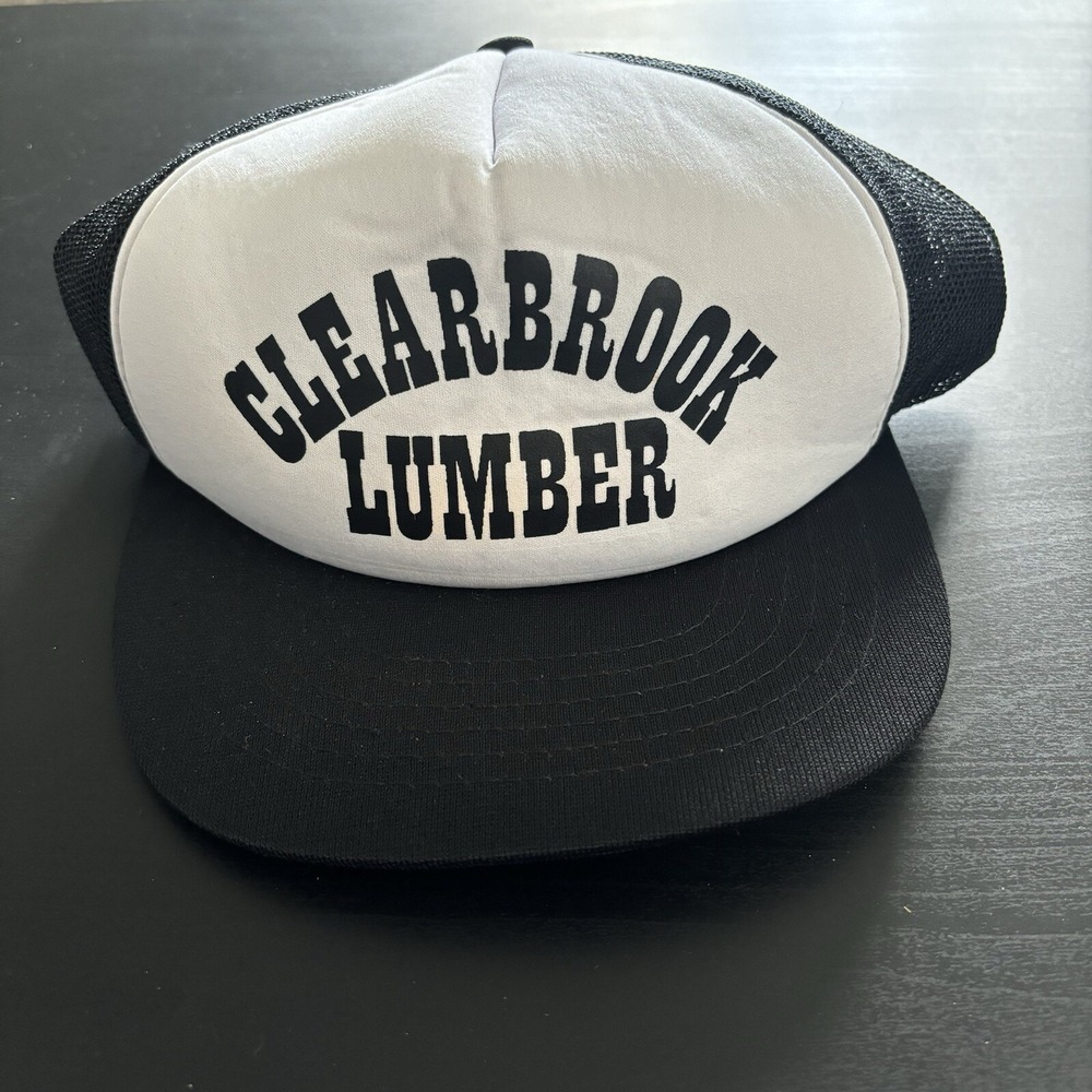 Vintage Jansport SnapBack Hat Black White Clearbrook Lumber OSFM‎